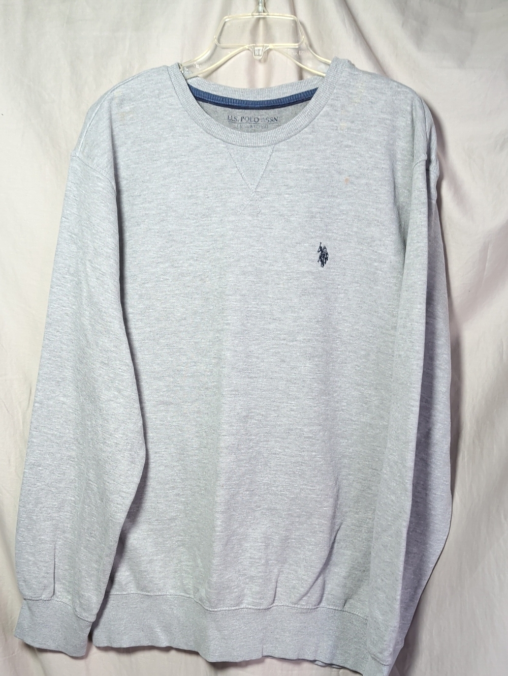 U.S. Polo Assn. Light Gray Crewneck Sweatshirt with Navy Logo Active Wear